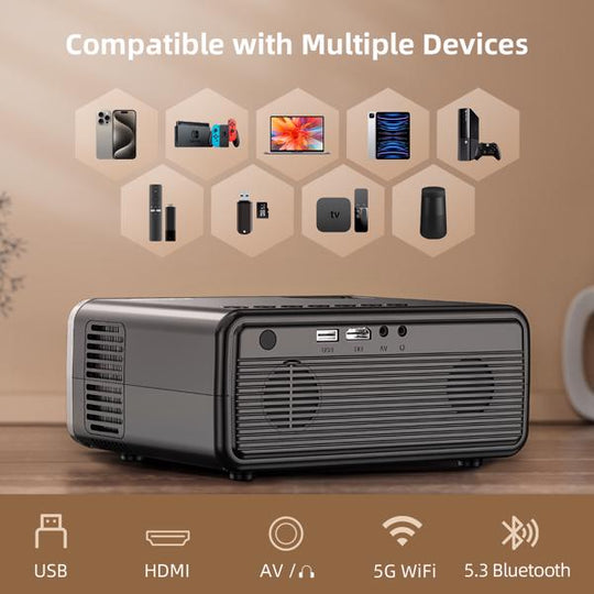 1080P WiFi &amp; Bluetooth Portable Projector
