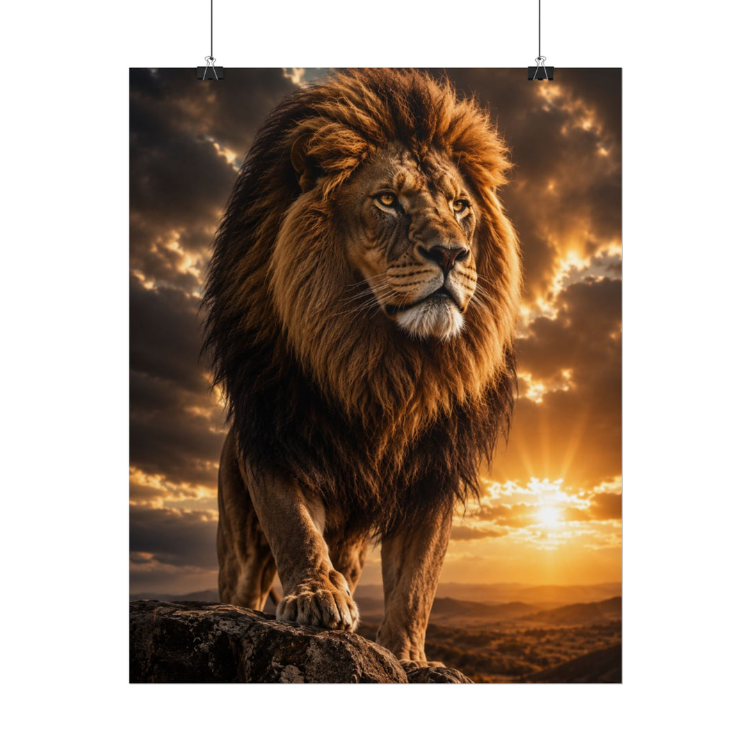 Lion Sunset Rolled Poster – Majestic Wildlife Wall Art