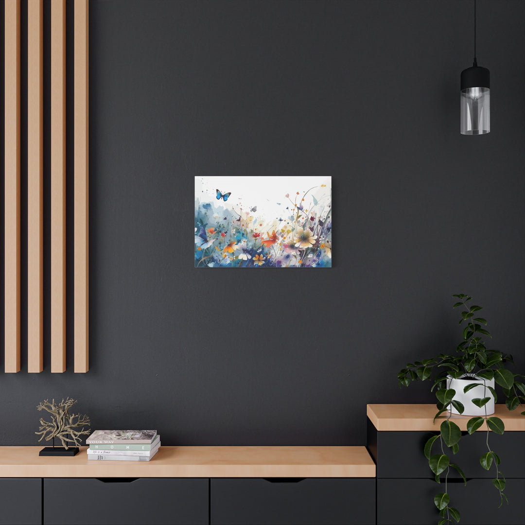 Vibrant Watercolor Meadow Canvas Floral &amp; Butterfly Wall Art