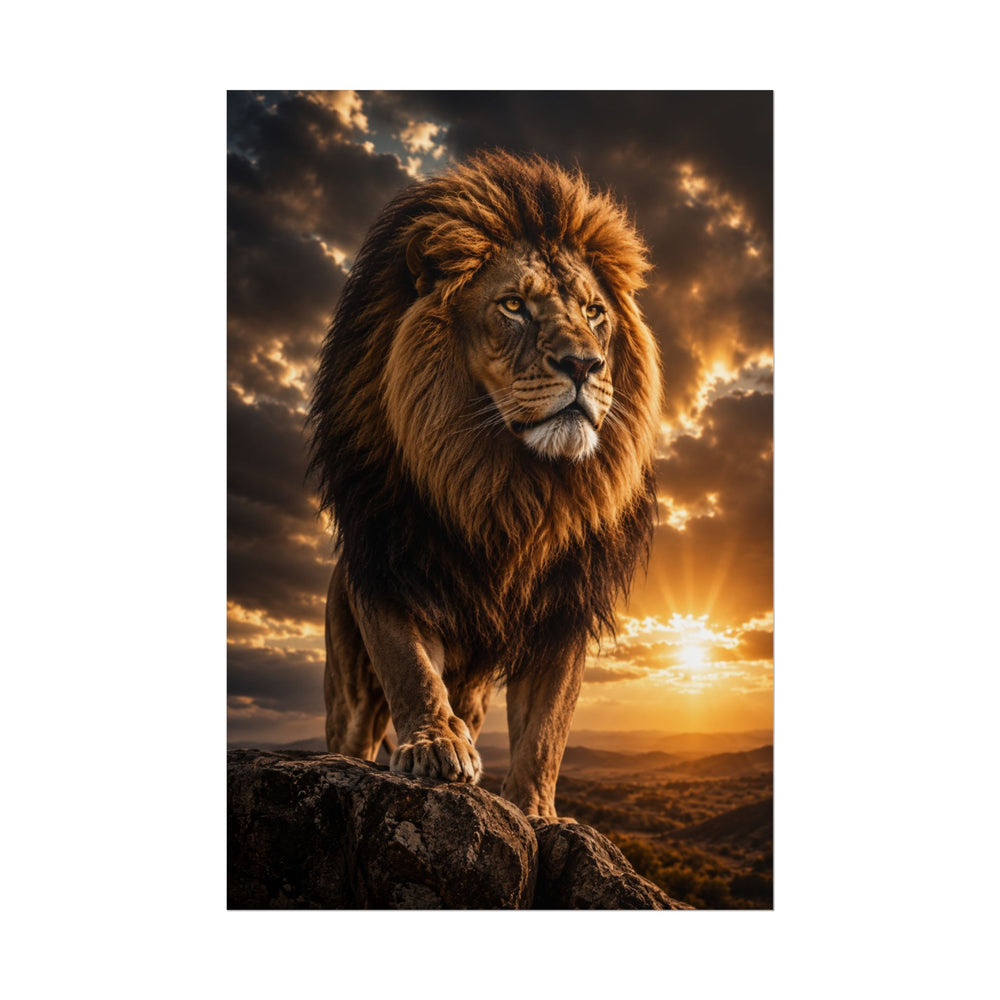 Lion Sunset Rolled Poster – Majestic Wildlife Wall Art