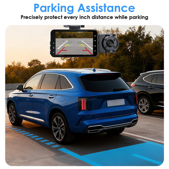 3-Channel 1080P WiFi Dash Cam with 32GB Card