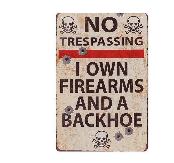 Vintage-style metal sign with &