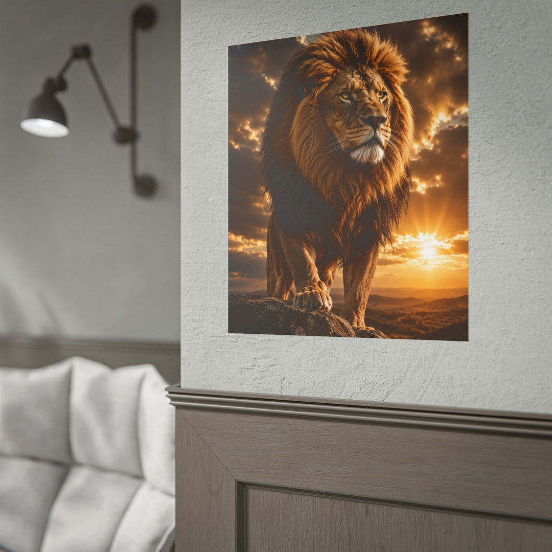 Lion Sunset Rolled Poster – Majestic Wildlife Wall Art