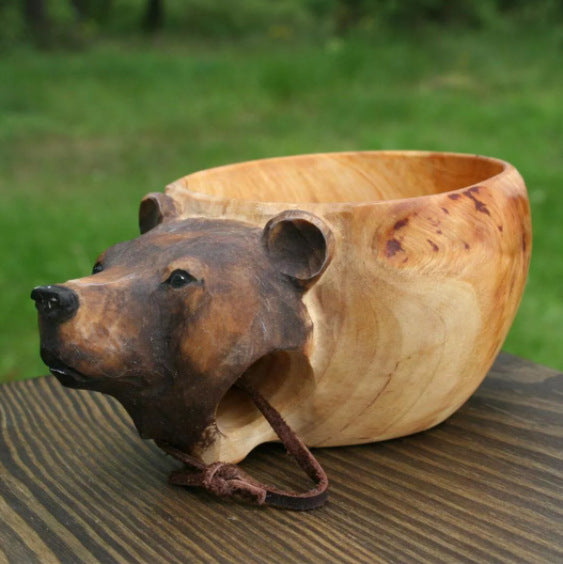 Wooden bowl shaped like a bear&