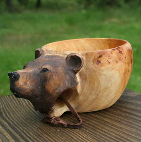 Wooden bowl shaped like a bear&