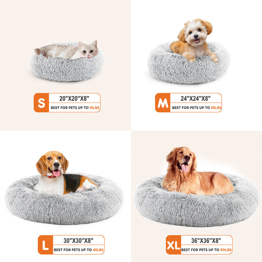 24-Inch Plush Faux Fur Pet Bed
