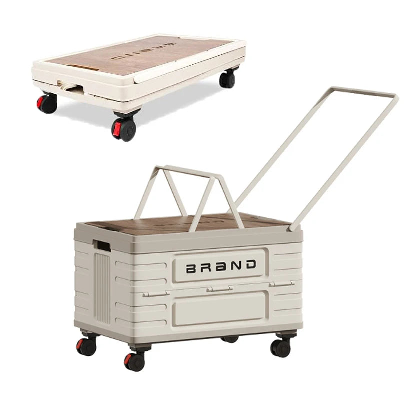 Foldable Rolling Storage Cart with Pull Handle