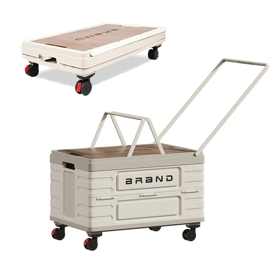 Foldable Rolling Storage Cart with Pull Handle