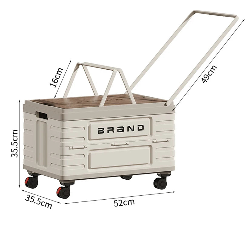 Foldable Rolling Storage Cart with Pull Handle