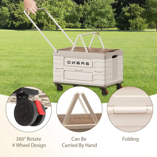 Foldable Rolling Storage Cart with Pull Handle