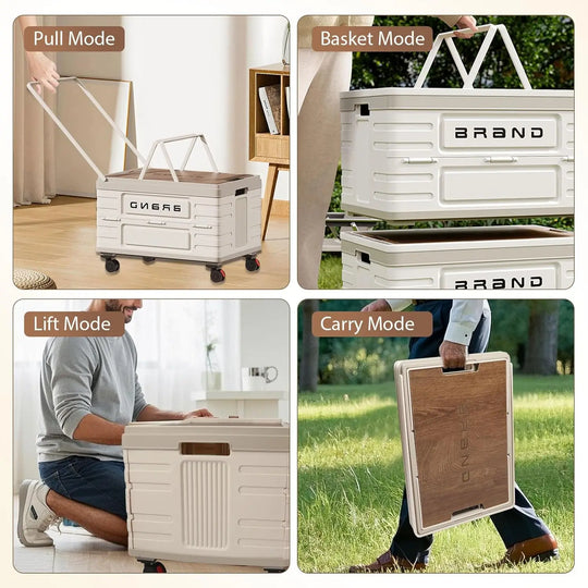 Foldable Rolling Storage Cart with Pull Handle