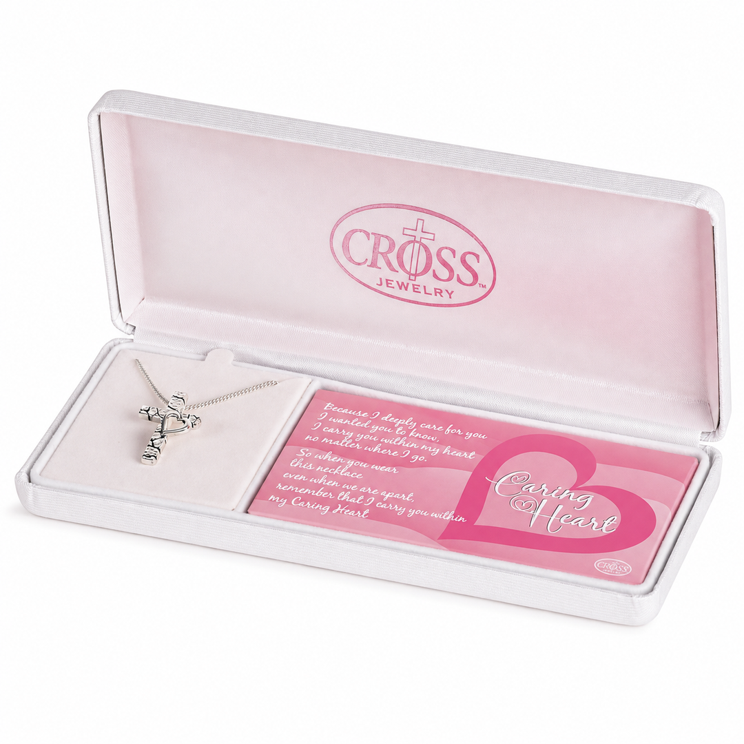 Caring Heart Cross Necklace Gift Set