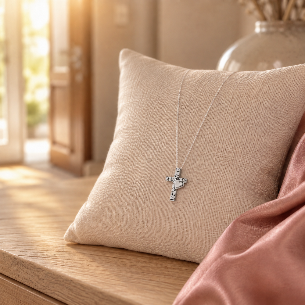 Caring Heart Cross Necklace Gift Set