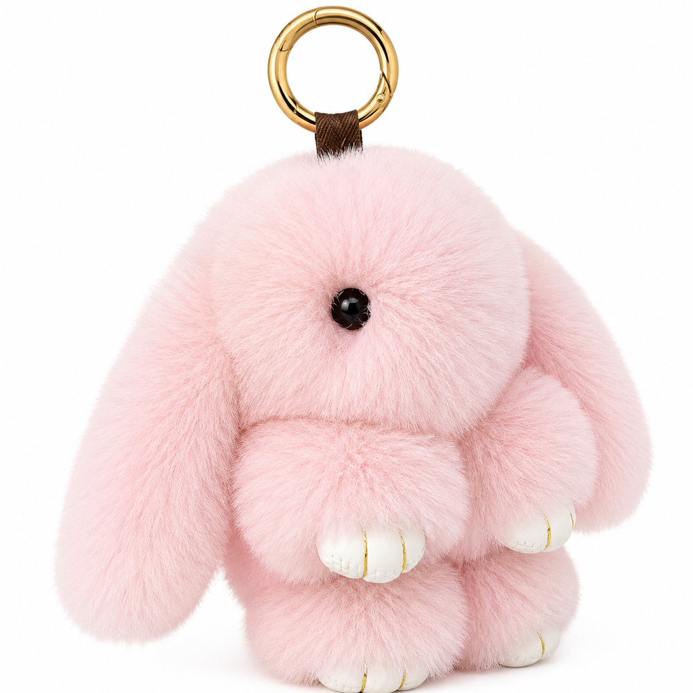 Plush Bunny Keychain & Bag Charm with O-Ring Clip