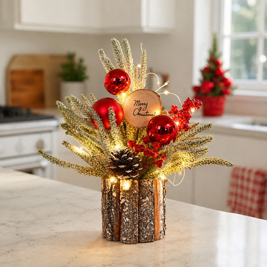 Lighted Tabletop Christmas Tree with Berries