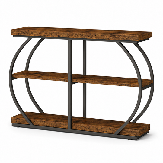 Industrial 3-Tier Console Table with Storage Shelves
