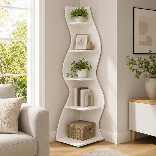 Modern 5-Tier Corner Bookshelf &amp; Display Shelf