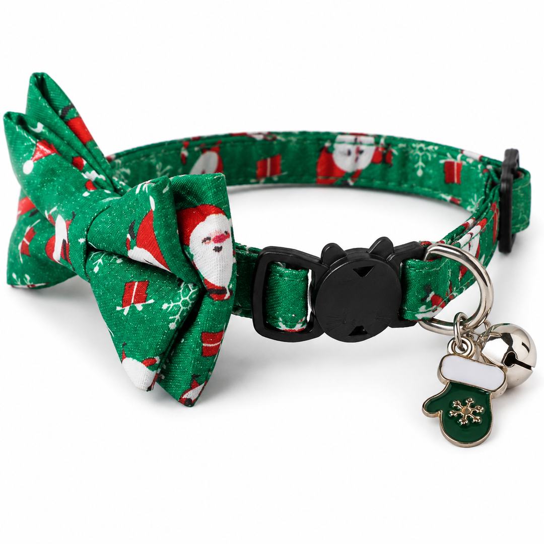 Christmas Adjustable Breakaway Cat Collar with Bow Tie