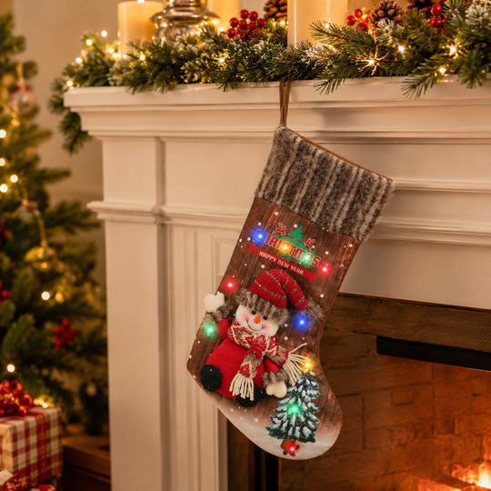 LED Light-Up Christmas Stocking with Snowman