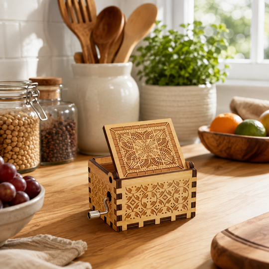 Wooden Hand Crank Music Box – Amazing Grace