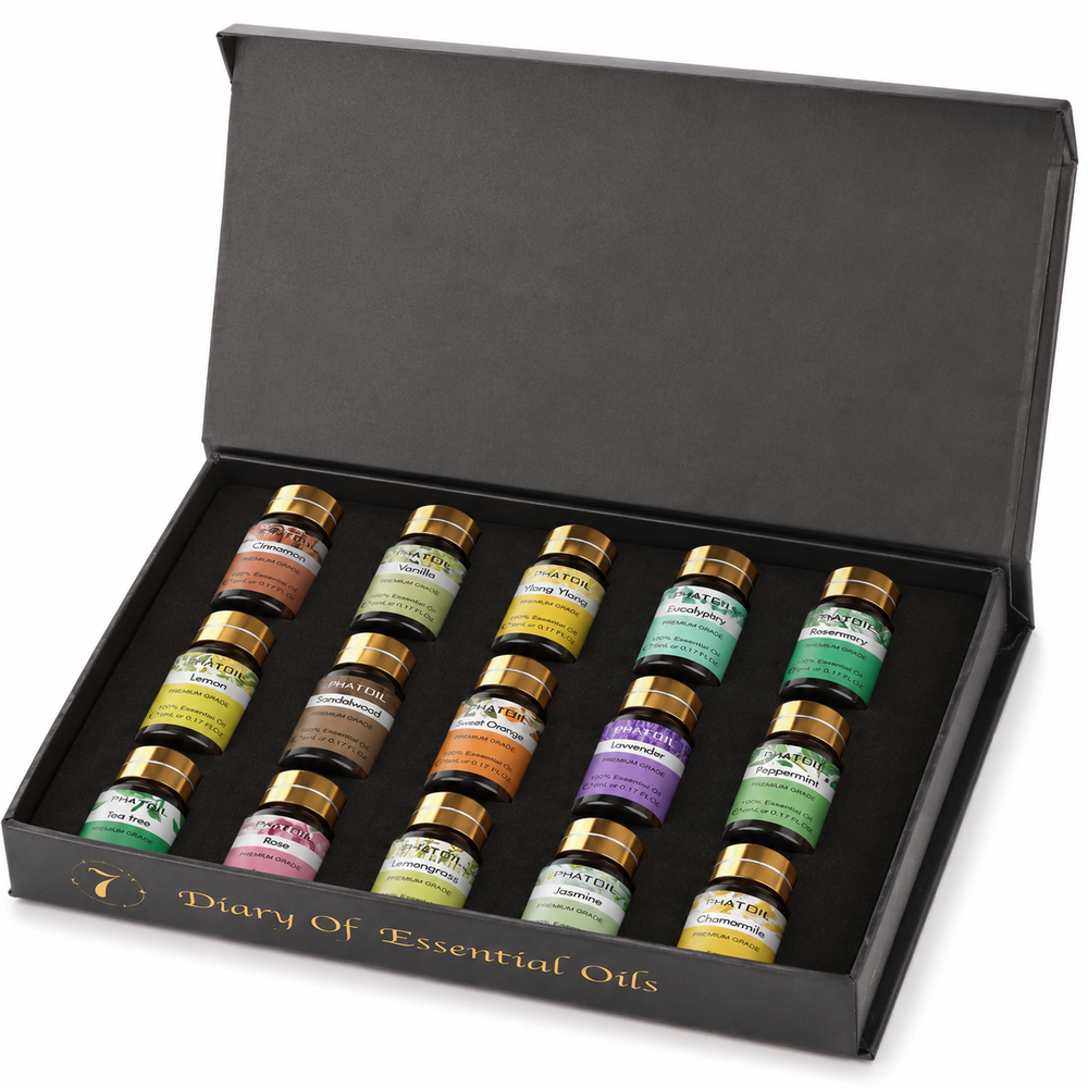 15-Piece Pure Essential Oil Gift Set – 5mL Bottles