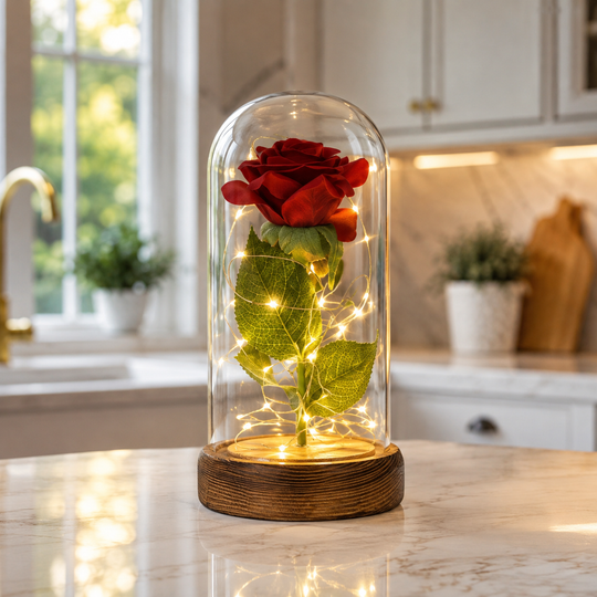 Forever Rose in Glass Dome with LED Lights