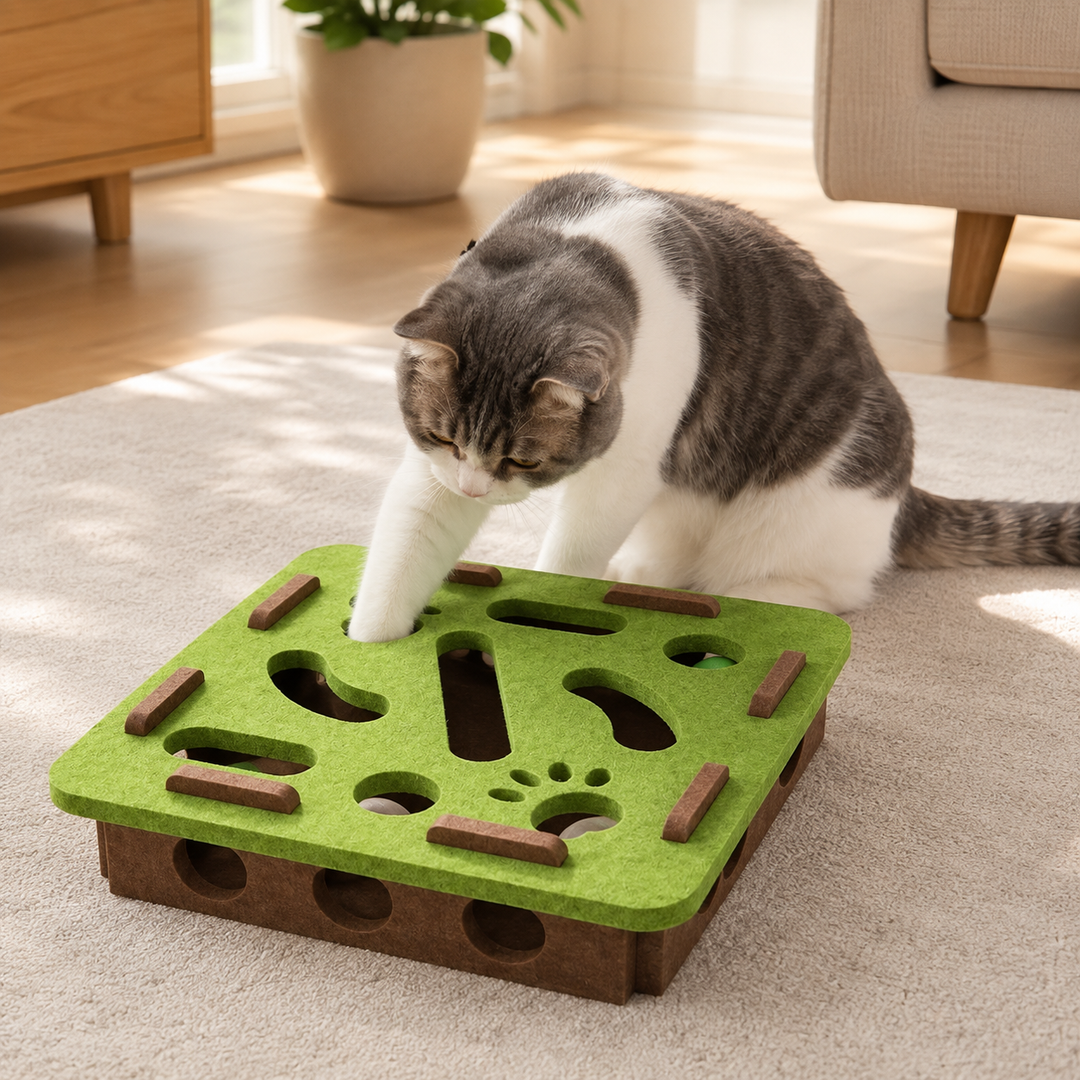 Interactive Cat Puzzle Toy with Maze Tunnel &amp; Bell Ball