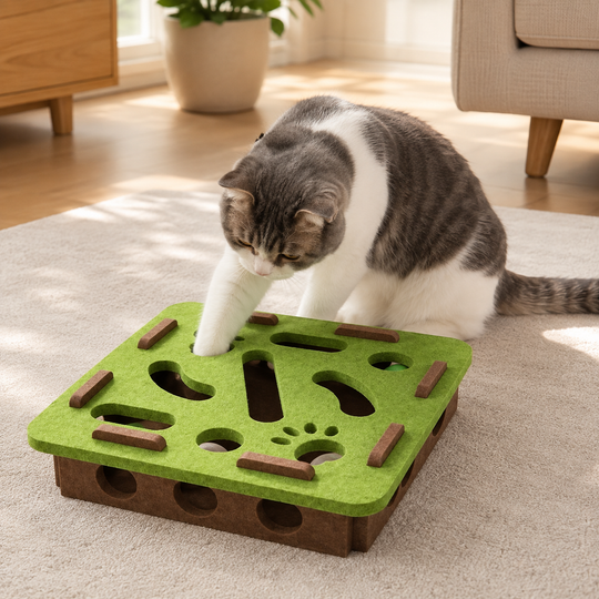 Interactive Cat Puzzle Toy with Maze Tunnel &amp; Bell Ball