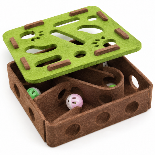 Interactive Cat Puzzle Toy with Maze Tunnel &amp; Bell Ball