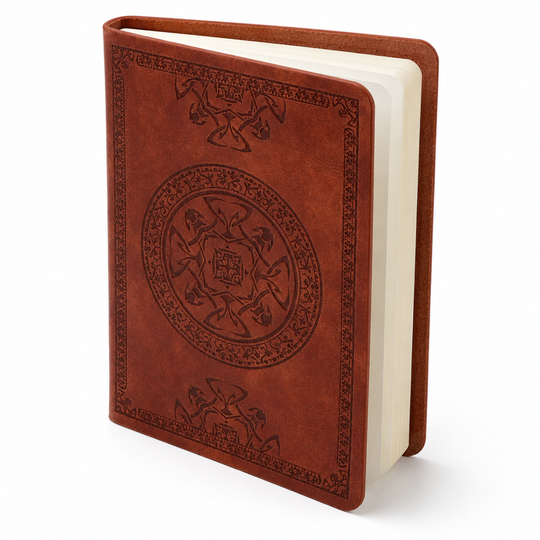 Vintage Pattern Leather Notebook – A6 Journal