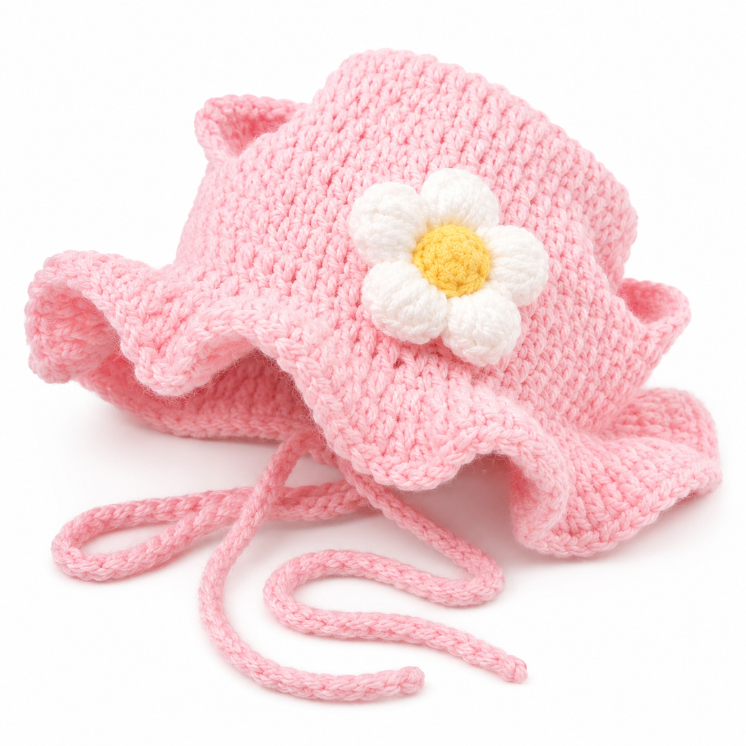 Knitted Floral Pet Hat for Cats &amp; Small Dogs