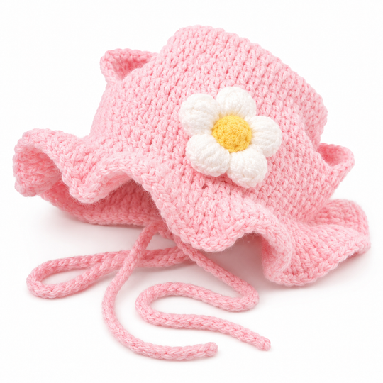 Knitted Floral Pet Hat for Cats &amp; Small Dogs