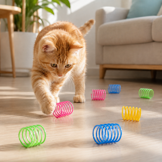 12-Piece Colorful Cat Spring Toy Set