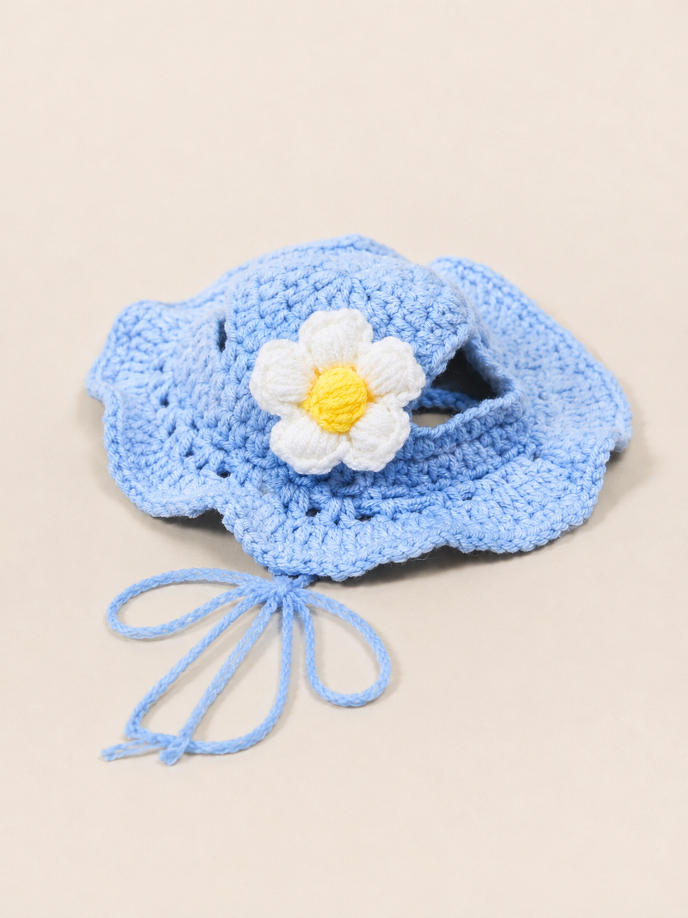 Knitted Floral Pet Hat for Cats & Small Dogs