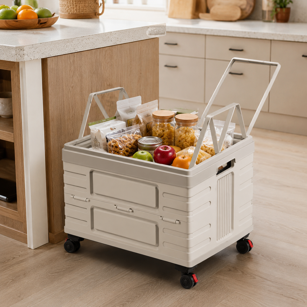 Foldable Rolling Storage Cart with Pull Handle