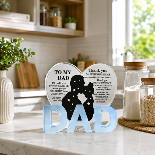 Dad Acrylic Heart Plaque Gift from Daughter