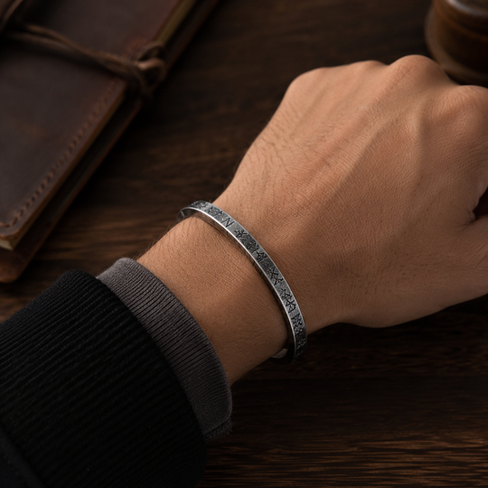 Vintage Viking Rune Stainless Steel Cuff Bracelet