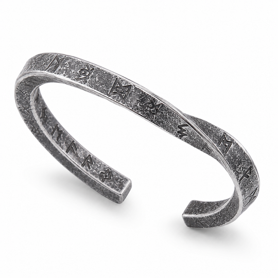 Vintage Viking Rune Stainless Steel Cuff Bracelet