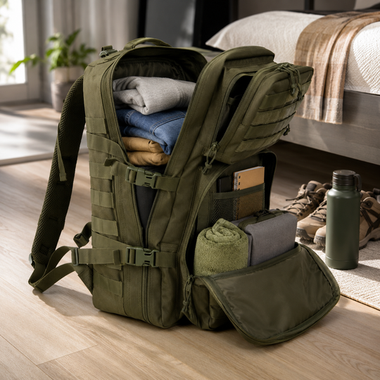 45L Tactical Backpack with Multi-Compartment Storage
