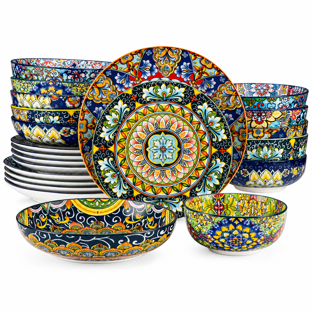 24-Piece Bohemian Porcelain Dinnerware Set for 6