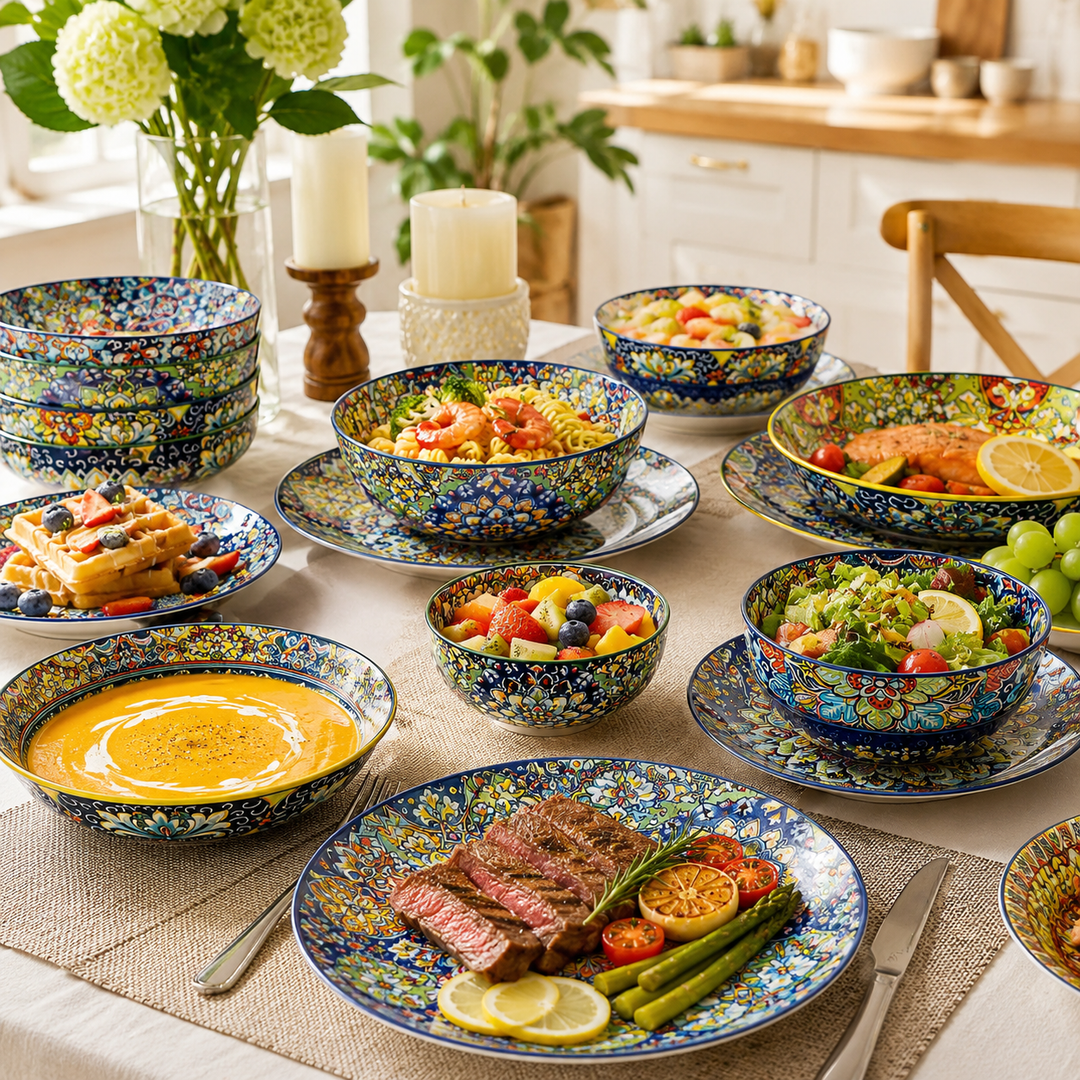 24-Piece Bohemian Porcelain Dinnerware Set for 6