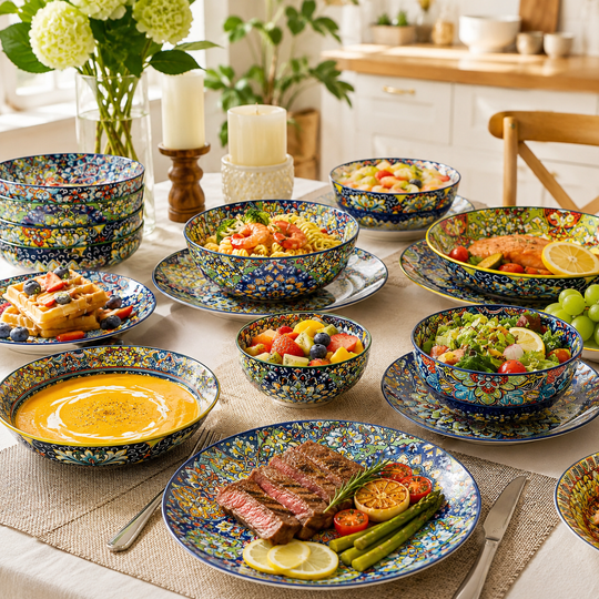 24-Piece Bohemian Porcelain Dinnerware Set for 6