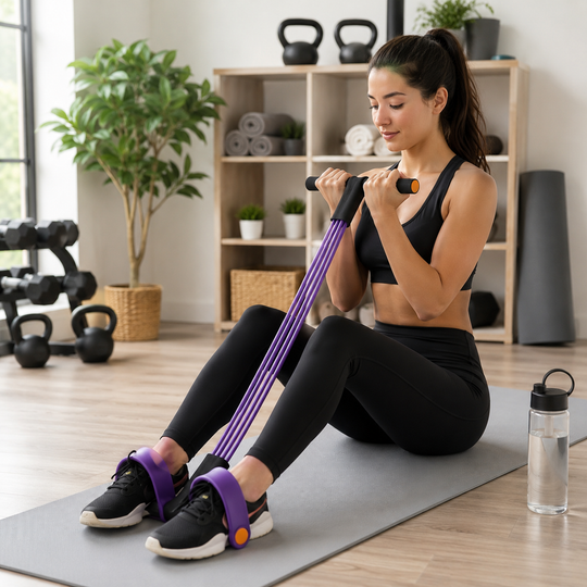 6-Tube Resistance Band with Foot Pedals &amp; Foam Handles