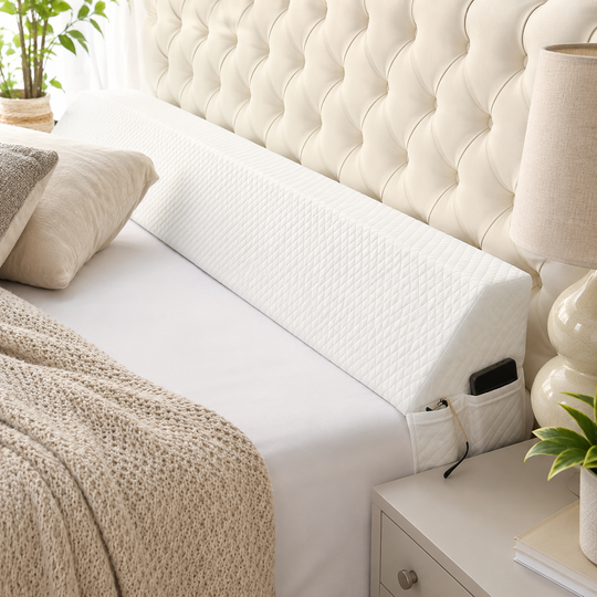Memory Foam Bed Wedge Pillow Gap Filler with Side Pocket