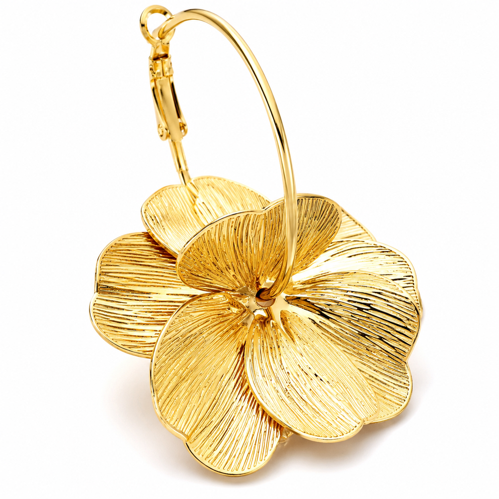 Gold Plated Floral Hoop Earrings for Women