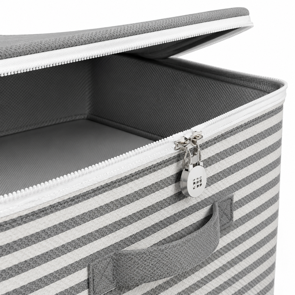 Lockable Foldable Storage Box with Zipper