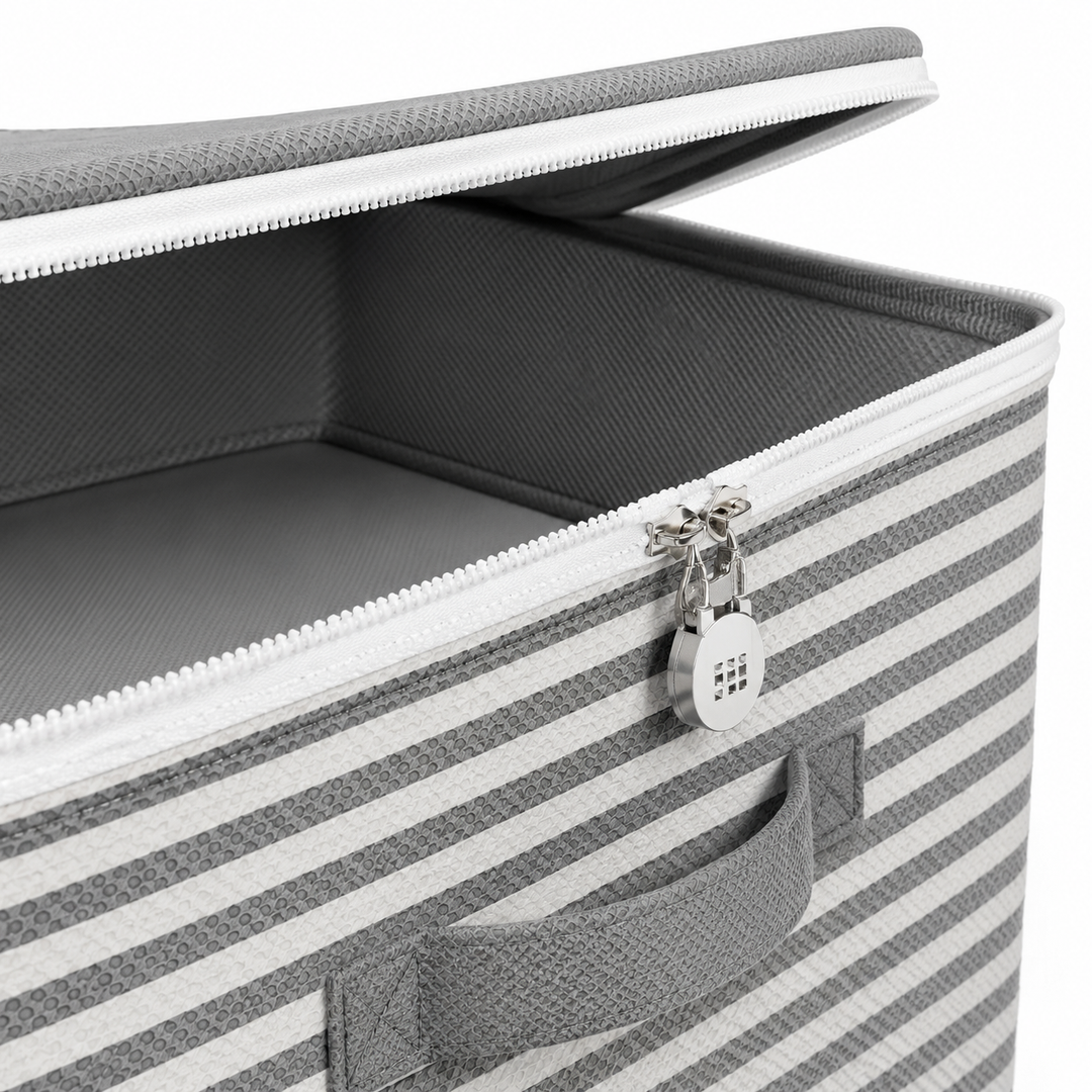 Lockable Foldable Storage Box with Zipper