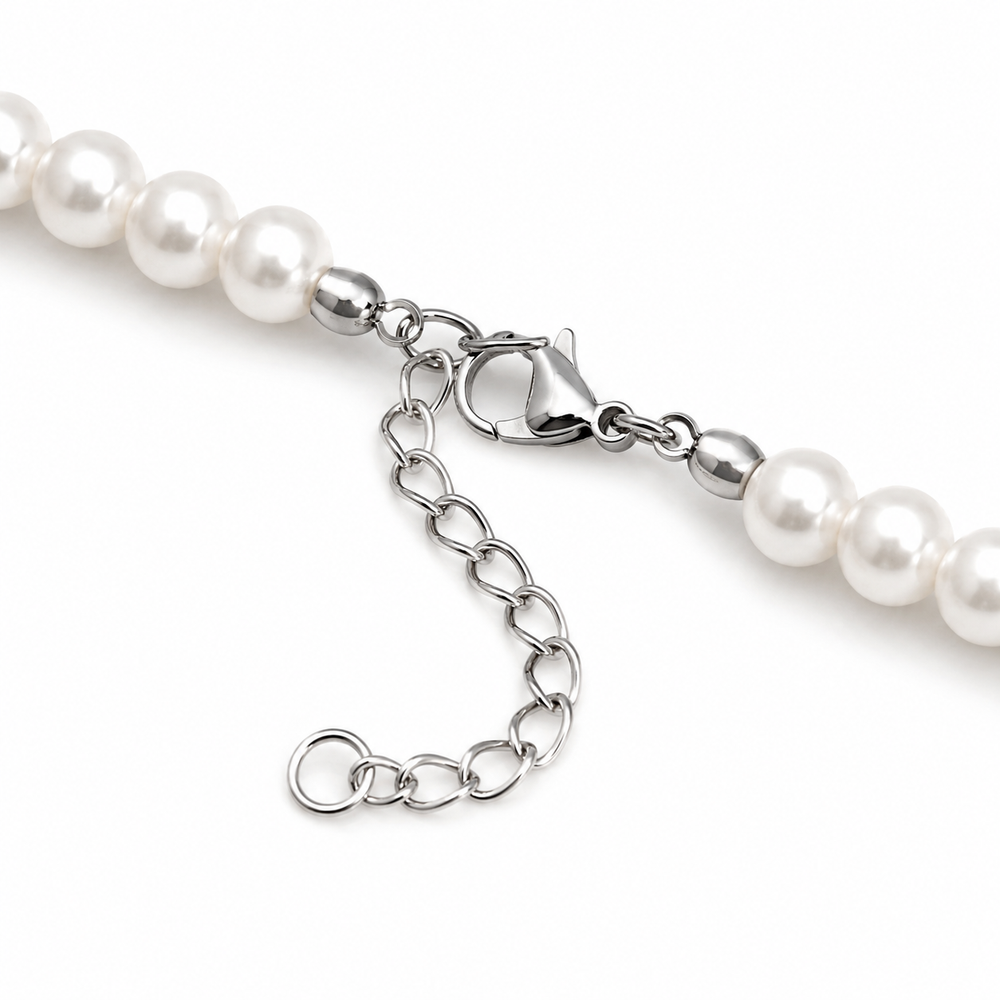 Classic White Simulated Pearl Choker Necklace