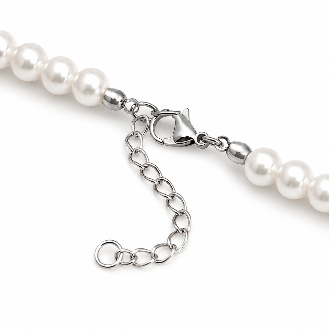 Classic White Simulated Pearl Choker Necklace