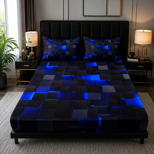 3-Piece Digital Print Deep Pocket Fitted Sheet Set